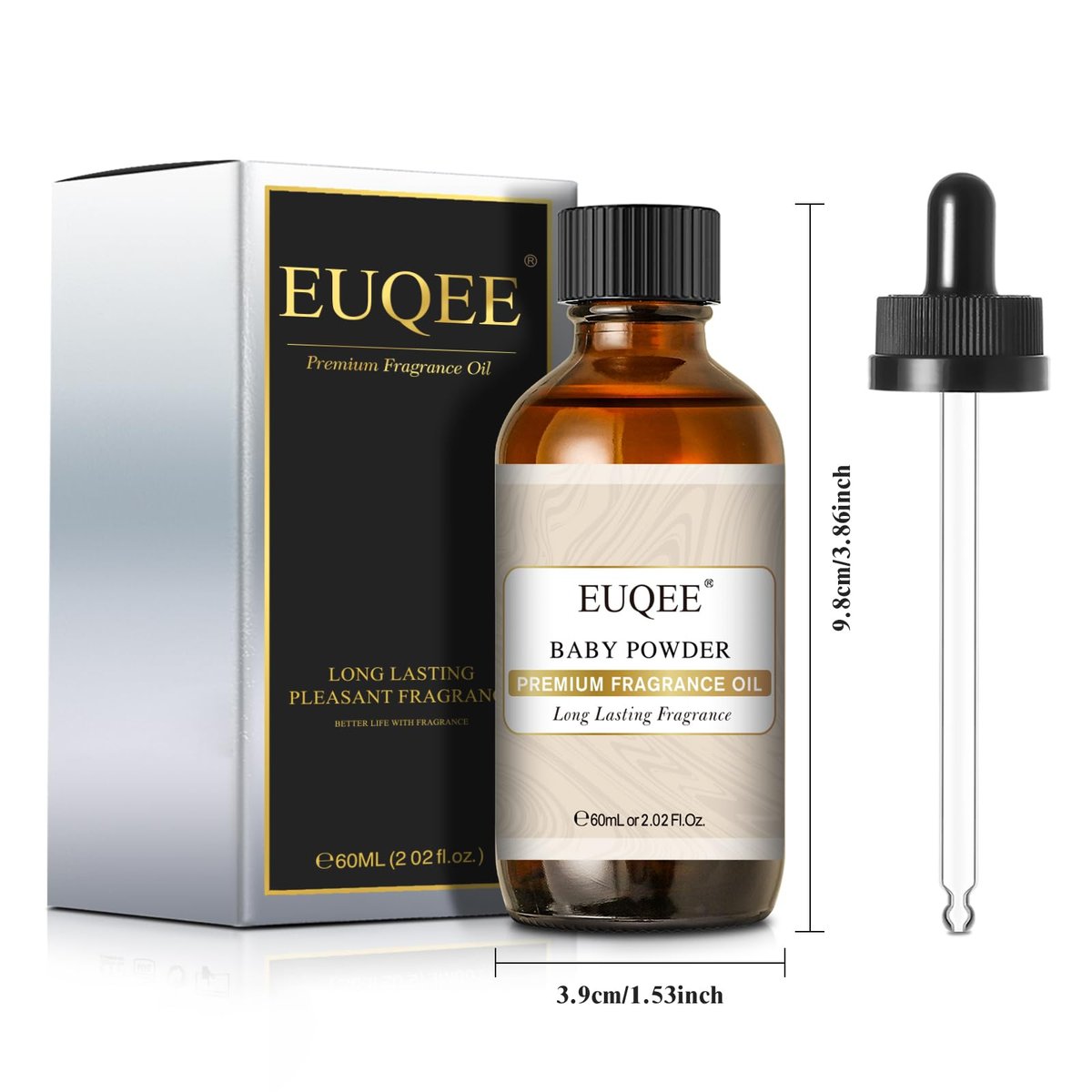 EUQEE Baby Powder Duftöl Premium Duftöl 60ml mit Glaspipette für Aromatherapie, Kerzenherstellung, DIY Badebomben (2,02 Fl Oz)