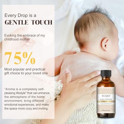 EUQEE Baby Powder Duftöl Premium Duftöl 60ml mit Glaspipette für Aromatherapie, Kerzenherstellung, DIY Badebomben (2,02 Fl Oz)