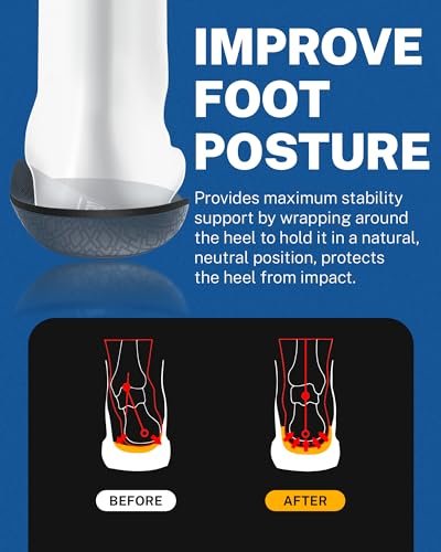 Walkhero Plantarfasziitis-Schmerzlinderung Einlegesohlen mit hohem Fußgewölbe, orthopädische Schuheinlagen gegen Plattfüße und Fußermüdung (Herren 10-10,5 | Damen 12-12,5, Grau)