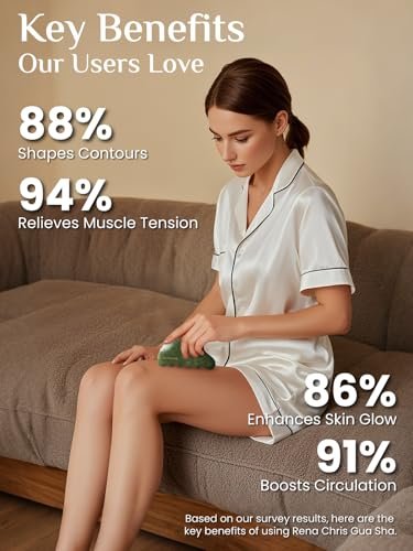 Rena Chris Körper-Gua-Sha-Werkzeug aus natürlichem Xiuyan-Jade – Handmassagestab zur Gesichtsformung und Reduzierung von Schwellungen – Ganzkörper-Hautpflegemassagegerät (Grün)