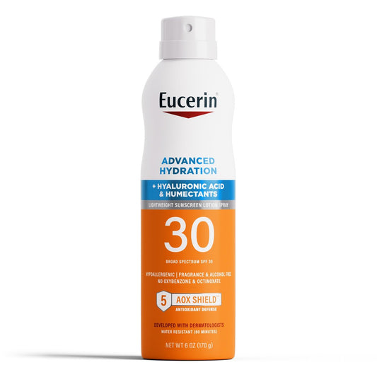 Eucerin Advanced Hydration SPF 30 Sonnenschutzspray – Leichtes Spray mit Hyaluronsäure, hypoallergen, parfüm- und alkoholfrei, 177 ml