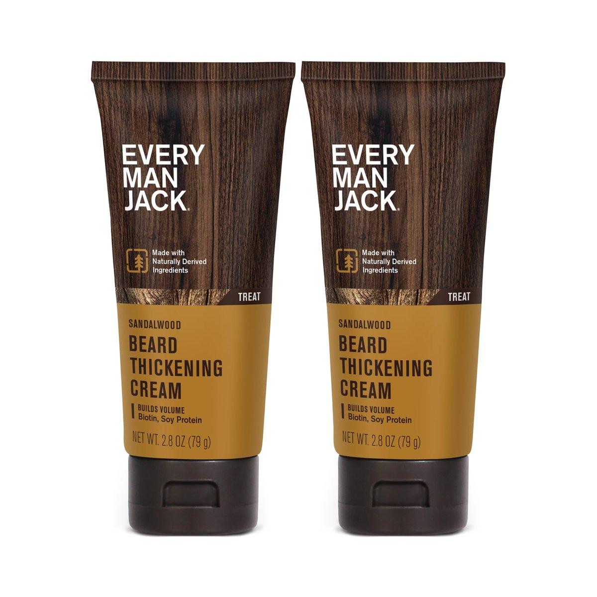 Every Man Jack Bartverdickungscreme – Stärkt, verdickt und pflegt den Bart – leichter Sandelholzduft – mit natürlichen Inhaltsstoffen wie Biotin, Vitamin B6 und Sojaprotein – 2er-Pack (2 x 2,8 oz)