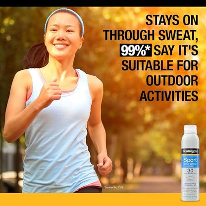 Neutrogena Sport Active Defense SPF 30 Sonnenspray – Schweiß- & wasserbeständiger Sonnenschutz mit Breitband-UVA/UVB-Schutz, ohne Oxybenzon, 148 ml