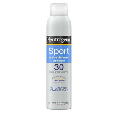 Neutrogena Sport Active Defense SPF 30 Sonnenspray – Schweiß- & wasserbeständiger Sonnenschutz mit Breitband-UVA/UVB-Schutz, ohne Oxybenzon, 148 ml