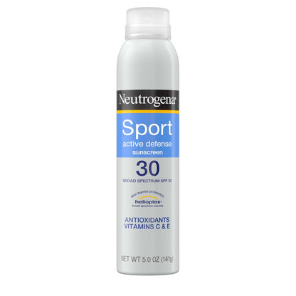 Neutrogena Sport Active Defense SPF 30 Sonnenspray – Schweiß- & wasserbeständiger Sonnenschutz mit Breitband-UVA/UVB-Schutz, ohne Oxybenzon, 148 ml