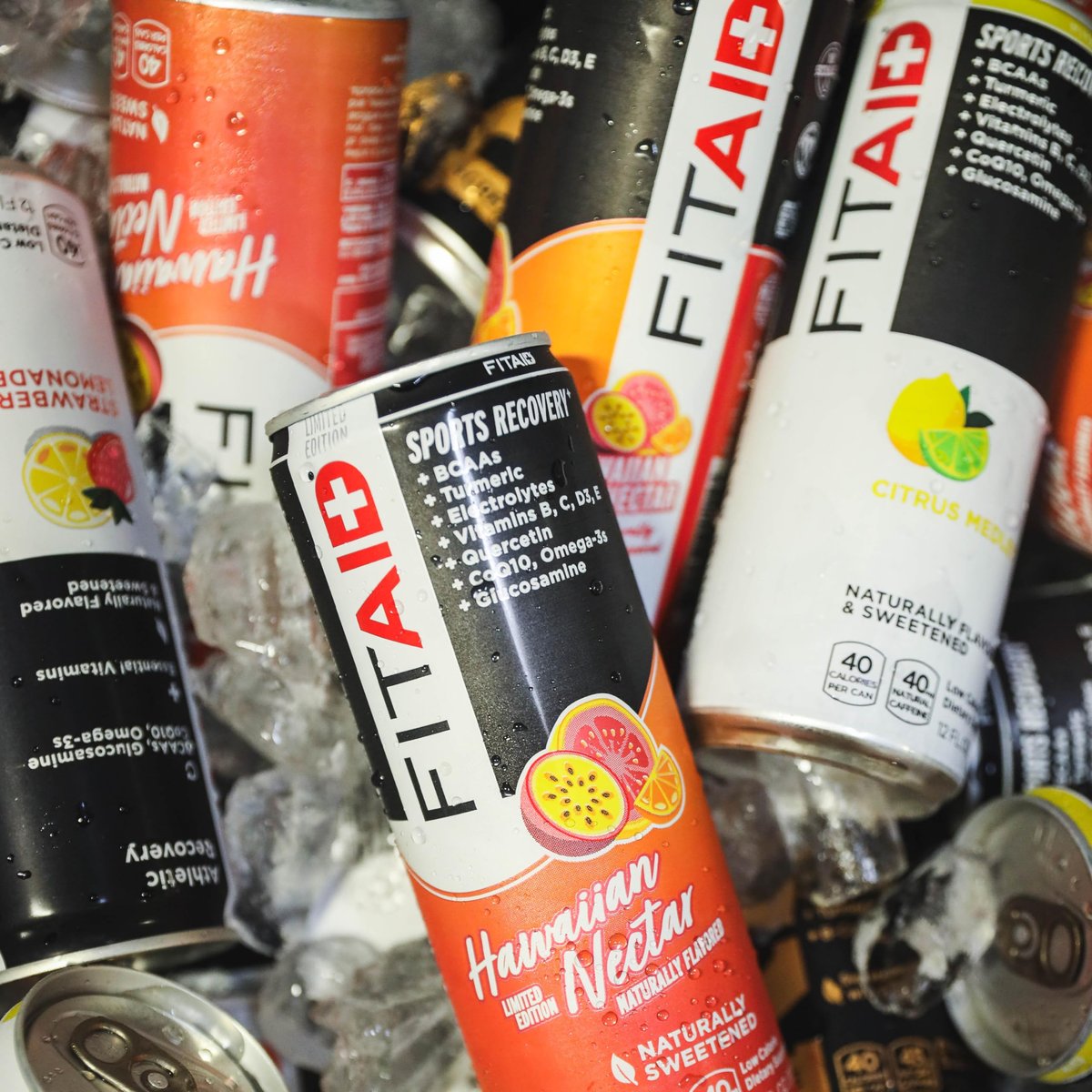 FITAID Erholungsmischung Variety Pack BCAA Glucosamin Elektrolyte Omega-3 Grüner Tee 100% Clean Paleo Vegan & Glutenfrei natürlich gesüßt & aromatisiert 12er-Pack Dosen (12 x 355 ml) - Verpackung kann variieren