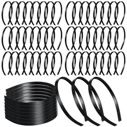 XunYee 100 Stück Plastik-Haarbänder mit Zähnen, schwarze Haarreifen für Frauen, Mädchen, DIY, 10 mm