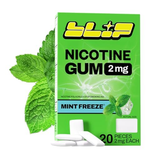 Blip NRT Nikotinkaugummi 2mg Minz-Frost-Geschmack (20 Stück) - Raucherentwöhnung, Reduziert Heißhunger - Nikotinersatztherapie