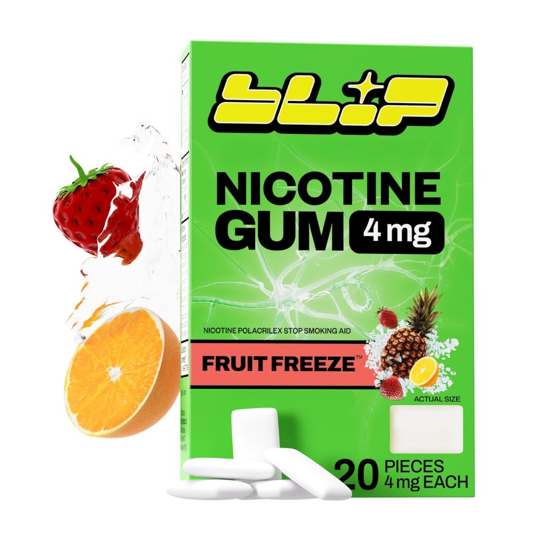 Blip NRT Nikotinkaugummi 4mg Fruit Freeze (20 Stück) - Raucherentwöhnung, Reduziert Verlangen - Nikotinersatztherapie