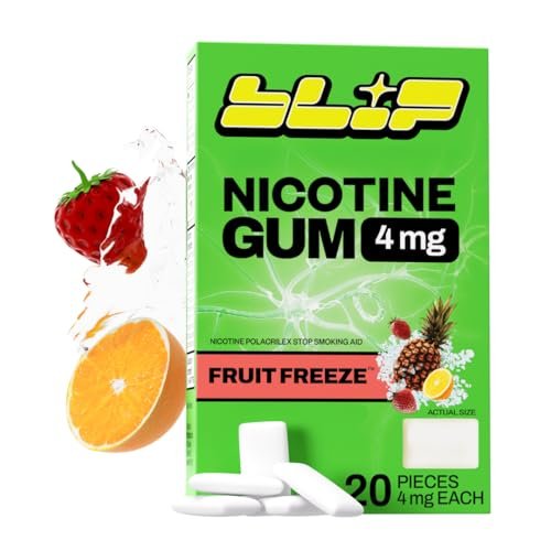 Blip NRT Nikotinkaugummi 4mg Fruit Freeze (20 Stück) - Raucherentwöhnung, Reduziert Verlangen - Nikotinersatztherapie