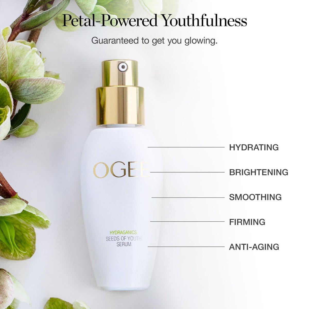 Ogee Seeds of Youth Serum – Hyaluronsäure-Serum für das Gesicht – Straffendes, polsterndes & feuchtigkeitsspendendes Serum gegen feine Linien und Fältchen – Zertifiziert biologisch & hergestellt in den USA
