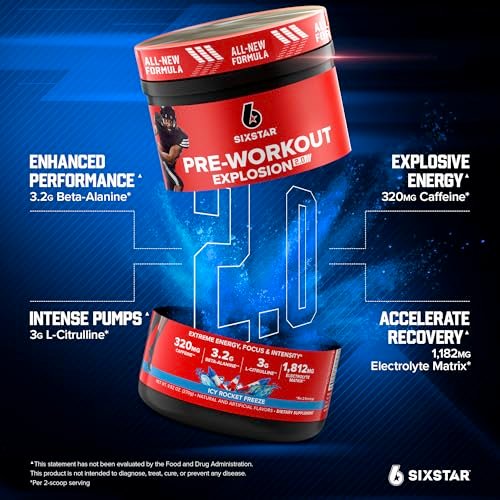 Six Star Pre-Workout Pulver für Männer & Frauen, ICY Rocket Freeze (30 Portionen) - Preworkout Explosion 2.0 Energiepulver-Drinkmischung mit Beta-Alanin & Koffein - Sporternährungsergänzung