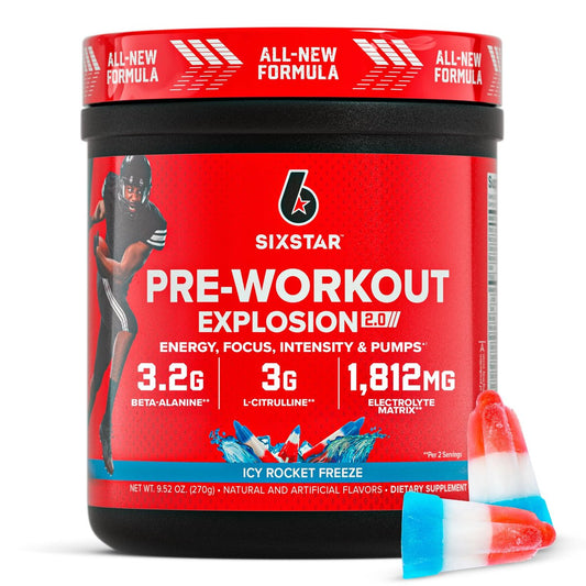 Six Star Pre-Workout Pulver für Männer & Frauen, ICY Rocket Freeze (30 Portionen) - Preworkout Explosion 2.0 Energiepulver-Drinkmischung mit Beta-Alanin & Koffein - Sporternährungsergänzung