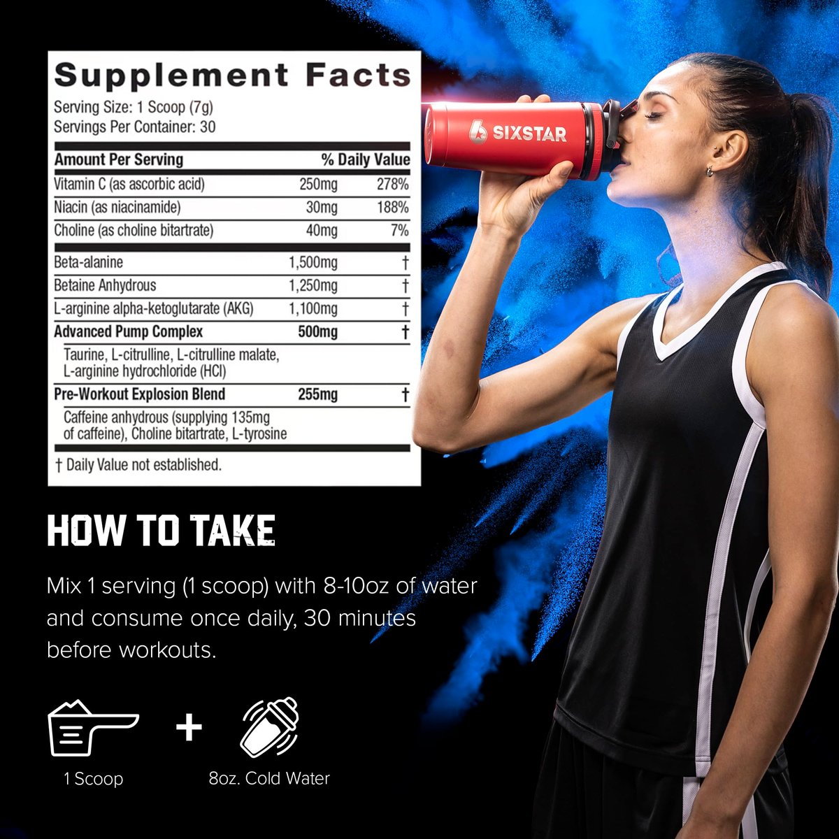Six Star Pre-Workout Pulver für Männer & Frauen, ICY Rocket Freeze (30 Portionen) - Preworkout Explosion 2.0 Energiepulver-Drinkmischung mit Beta-Alanin & Koffein - Sporternährungsergänzung