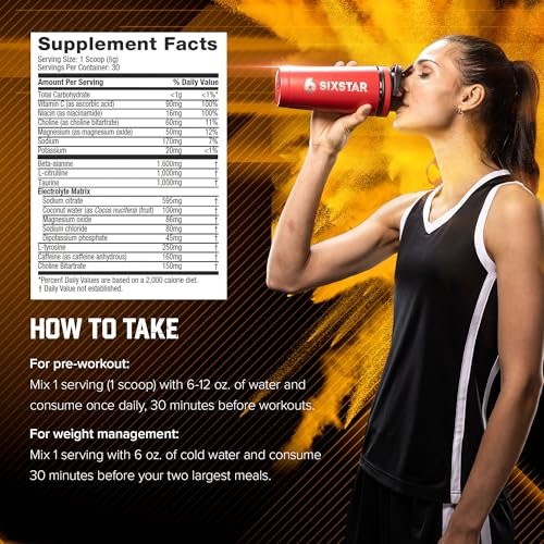 Six Star Pre-Workout Explosion, Pfirsich Mango (30 Portionen) - Pre-Workout Energiepulver für Männer & Frauen - Pre-Workout Getränk mit Kreatin & Beta-Alanin - Sporternährung