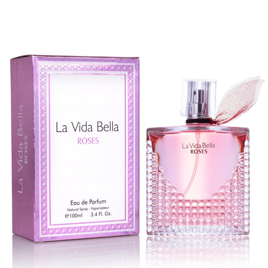 La Vida Bella Roses für Damen Eau de Parfum - Blumig-amberartiger Duft mit Kopfnoten von Himbeere, Pink Pepper & Bergamotte - Zuckriger Rausch & Zitrusfrische - Würziges & reichhaltiges aromatisches Parfüm 100ml Flasche