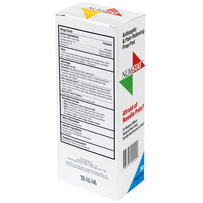 NUMSTAT Antiseptische Betäubungstücher für Nadel-Schmerzlinderung, 2-in-1 Formel mit Benzocain, Isopropylalkohol und Menthol – 30 Prep Pads
