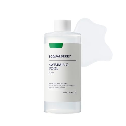 EQQUALBERRY Swimming Pool Toner – Korean Toner mit natürlichem Enzym-Protease & Hyaluronsäure für sanftes Peeling & tiefe Feuchtigkeit, für empfindliche Haut, 300 ml