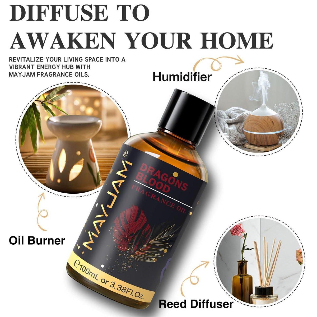 MAYJAM Drachenblut Duftöl 100ml – Ätherisches Öl für Diffuser, Seifen- & Kerzenherstellung, langanhaltender Duft mit Glaspipette