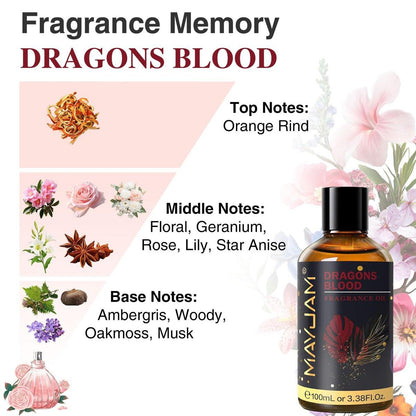 MAYJAM Drachenblut Duftöl 100ml – Ätherisches Öl für Diffuser, Seifen- & Kerzenherstellung, langanhaltender Duft mit Glaspipette