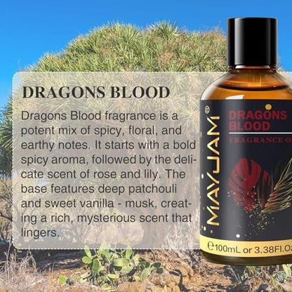 MAYJAM Drachenblut Duftöl 100ml – Ätherisches Öl für Diffuser, Seifen- & Kerzenherstellung, langanhaltender Duft mit Glaspipette