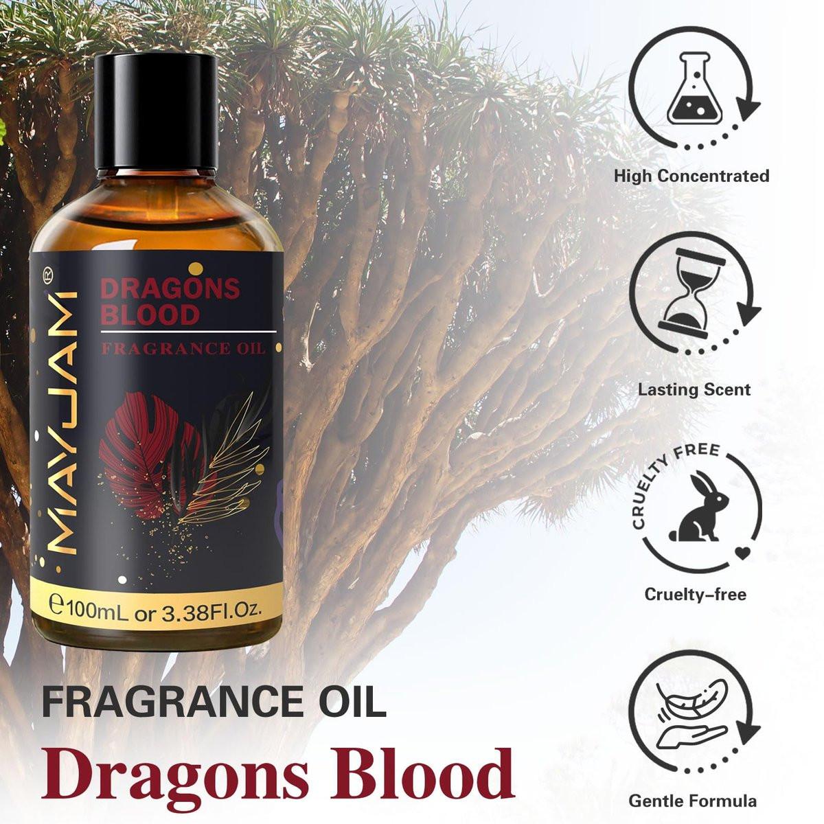 MAYJAM Drachenblut Duftöl 100ml – Ätherisches Öl für Diffuser, Seifen- & Kerzenherstellung, langanhaltender Duft mit Glaspipette