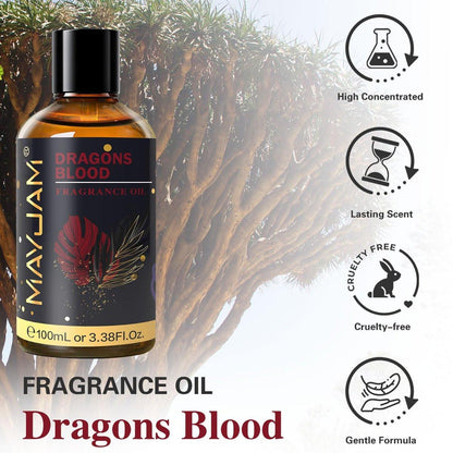 MAYJAM Drachenblut Duftöl 100ml – Ätherisches Öl für Diffuser, Seifen- & Kerzenherstellung, langanhaltender Duft mit Glaspipette