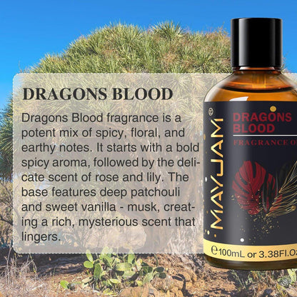 MAYJAM Drachenblut Duftöl 100ml – Ätherisches Öl für Diffuser, Seifen- & Kerzenherstellung, langanhaltender Duft mit Glaspipette