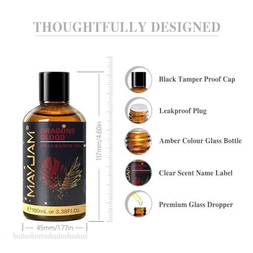 Amber Duftöl – MAYJAM 100 ml Ätherisches Öl für Diffuser, Seifen- und Kerzenherstellung, langanhaltend