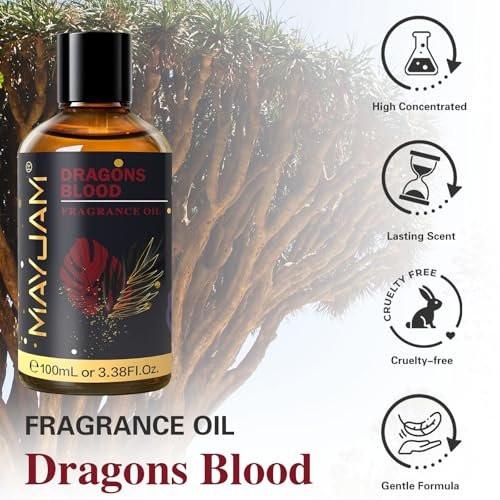 MAYJAM Drachenblut Duftöl 100ml – Ätherisches Öl für Diffuser, Seifen- & Kerzenherstellung, langanhaltender Duft mit Glaspipette