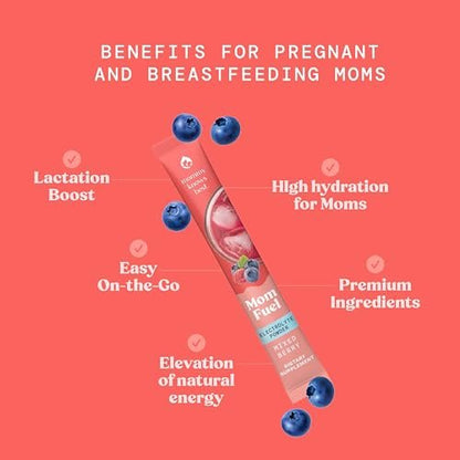 Mommy Knows Best Mom Fuel Elektrolyt-Drink-Mix für Mütter – Hydrationsunterstützung für Schwangerschaft, Stillzeit und mehr (Beeren 8er-Packung)