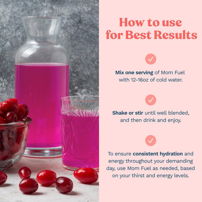 Mommy Knows Best Mom Fuel Elektrolyt-Drink-Mix für Mütter – Hydrationsunterstützung für Schwangerschaft, Stillzeit und mehr (Beeren 8er-Packung)