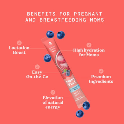 Mommy Knows Best Mom Fuel Elektrolyt-Drink-Mix für Mütter – Hydrationsunterstützung für Schwangerschaft, Stillzeit und mehr (Beeren 8er-Packung)