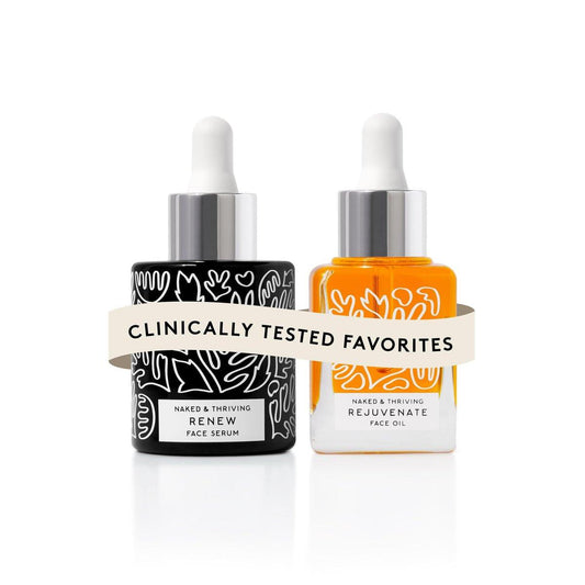 Naked & Thriving The Night Set | Erneuerndes Nacht-Serum (30 mL) + Restorative Gesichtsöl (35 mL) mit Hyaluronsäure, Argan- und Sanddornölen sowie Frucht-AHAs (Set of 2)