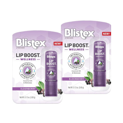 Blistex Lip Boost Wellness – Intensive Feuchtigkeitspflege mit Kokosöl & Bienenwachs, Holunderbeere (2er-Pack)