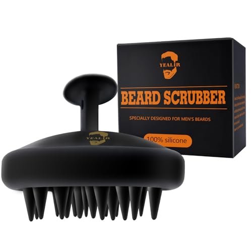 Bartbürste für Männer, Silikon Bartschrubber, Tiefenreinigung, Haar- & Bartpeeling, unterstützt Bartshampoo bei der besseren Reinigung des Bartes, guter Helfer für Bartöl – Öko & wiederverwendbar