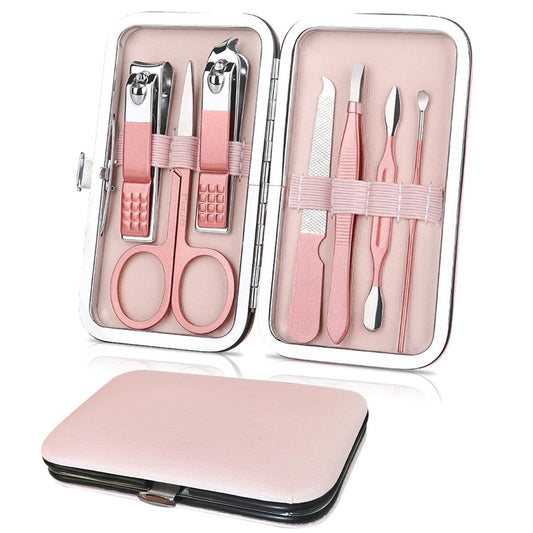 WOXVM Premium Maniküre-Set 7-in-1 – Professionelles Nagelpflegeset aus Edelstahl mit luxuriösem Reiseetui, ideales Geschenk für Frauen