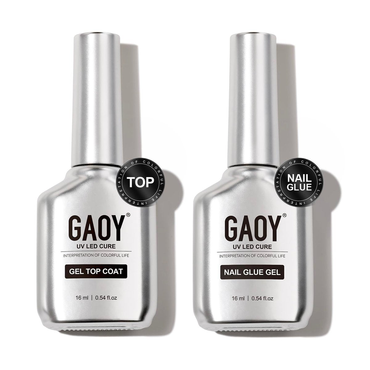 GAOY Gel Top Coat und Nagelkleber Set, 2 Stück 16 ml Klar Glänzend Kein Wisch-Kombination für UV-Licht Aushärtung
