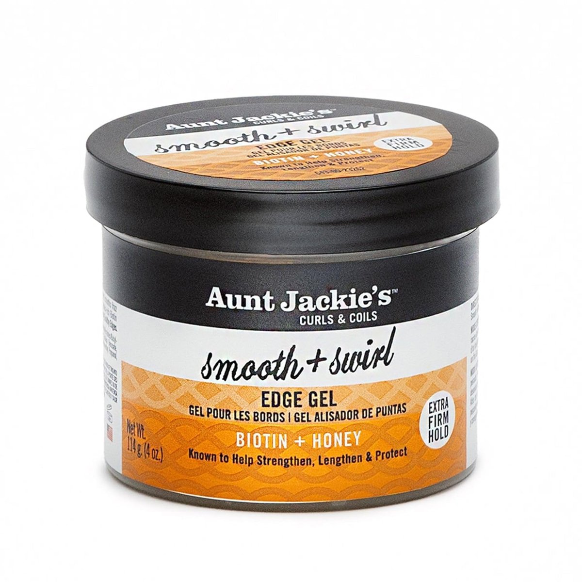 Aunt Jackie's preisgekröntes Braid + Twist Collection Smooth + Swirl Edge Gel mit extra starkem Halt, 118 ml