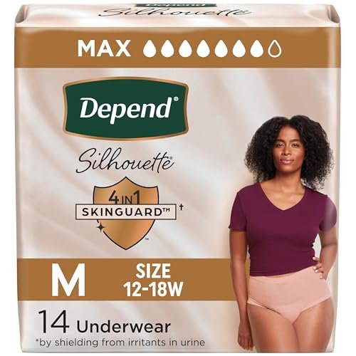 Depend Silhouette Inkontinenzunterwäsche für Frauen, Maximum Saugfähigkeit, Medium, Pink, 14 Stück