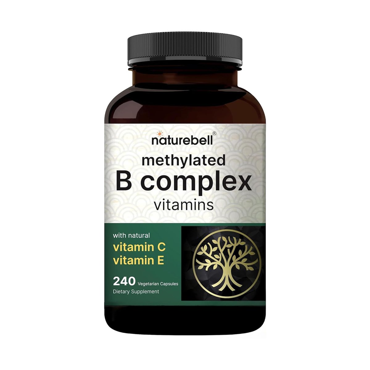 NatureBell Methylierte B-Komplex Vitamine - 240 Kapseln - Hoch bioverfügbare 12-in-1 Formel - Für Immunsystem & Energie* - Nicht-GVO & Glutenfrei