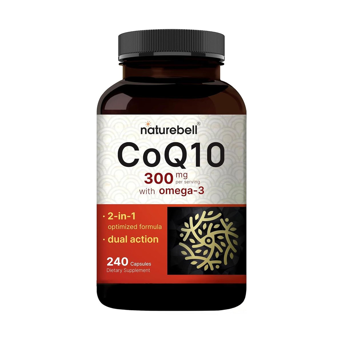 NatureBell CoQ10 300mg – 240 Kapseln – Hochdosierte Unterstützung für ein gesundes Herz – Tägliche Energie & Vitalität mit Antioxidantien – Leicht absorbierbares Ubiquinon & Omega-3*