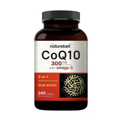 NatureBell CoQ10 300mg – 240 Kapseln – Hochdosierte Unterstützung für ein gesundes Herz – Tägliche Energie & Vitalität mit Antioxidantien – Leicht absorbierbares Ubiquinon & Omega-3*