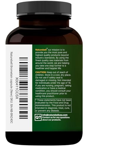 NatureBell Bromelain 1.000 mg pro Portion, 240 vegane Kapseln | 2.400 GDU – Verdauungsenzyme & Gelenkunterstützung – Proteolytische Enzyme aus frischer Ananas – Non-GMO