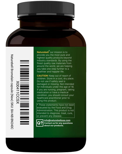 NatureBell Bromelain 1.000 mg pro Portion, 240 vegane Kapseln | 2.400 GDU – Verdauungsenzyme & Gelenkunterstützung – Proteolytische Enzyme aus frischer Ananas – Non-GMO