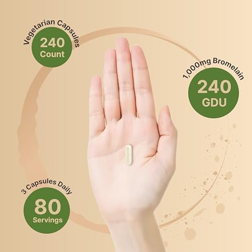 NatureBell Bromelain 1.000 mg pro Portion, 240 vegane Kapseln | 2.400 GDU – Verdauungsenzyme & Gelenkunterstützung – Proteolytische Enzyme aus frischer Ananas – Non-GMO