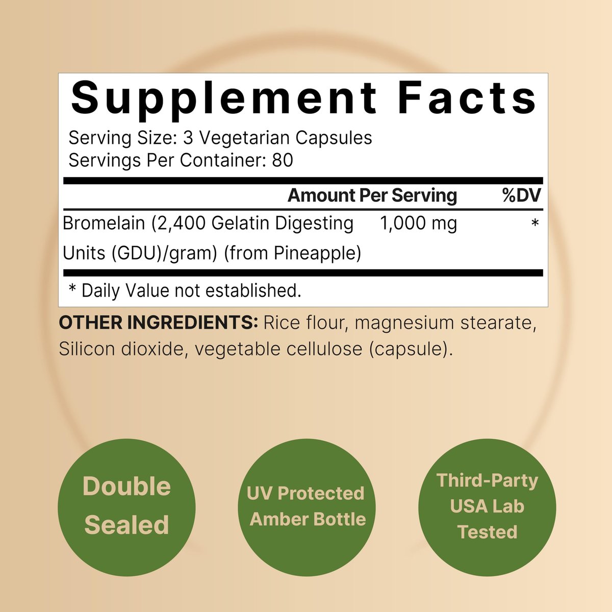 NatureBell Bromelain 1.000 mg pro Portion, 240 vegane Kapseln | 2.400 GDU – Verdauungsenzyme & Gelenkunterstützung – Proteolytische Enzyme aus frischer Ananas – Non-GMO