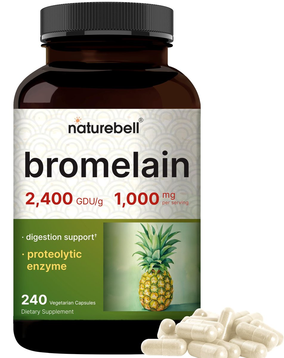 NatureBell Bromelain 1.000 mg pro Portion, 240 vegane Kapseln | 2.400 GDU – Verdauungsenzyme & Gelenkunterstützung – Proteolytische Enzyme aus frischer Ananas – Non-GMO
