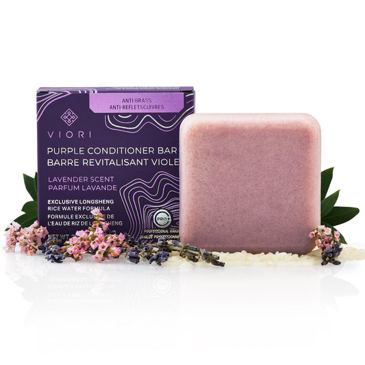 Viori Lila Conditioner Bar – Handgefertigt mit Longsheng Reiswasser & natürlichen Inhaltsstoffen – Blondiertönung zur Neutralisierung von Gelbstich