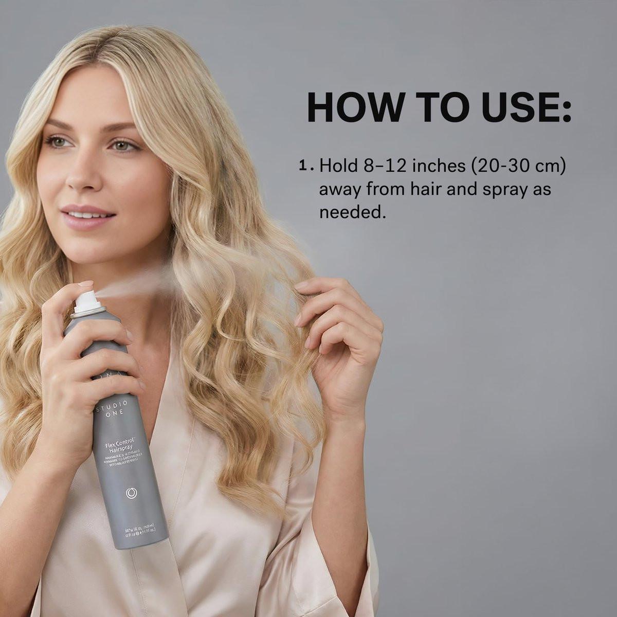 MONAT Studio One™ Flex Control Hairspray – Leichter bis mittlerer, aufbaubarer Halt – Angereichert mit REJUVENIQE® – Für coloriertes Haar geeignet – Frischer Duft – Stil-Memory bei feuchtem Wetter